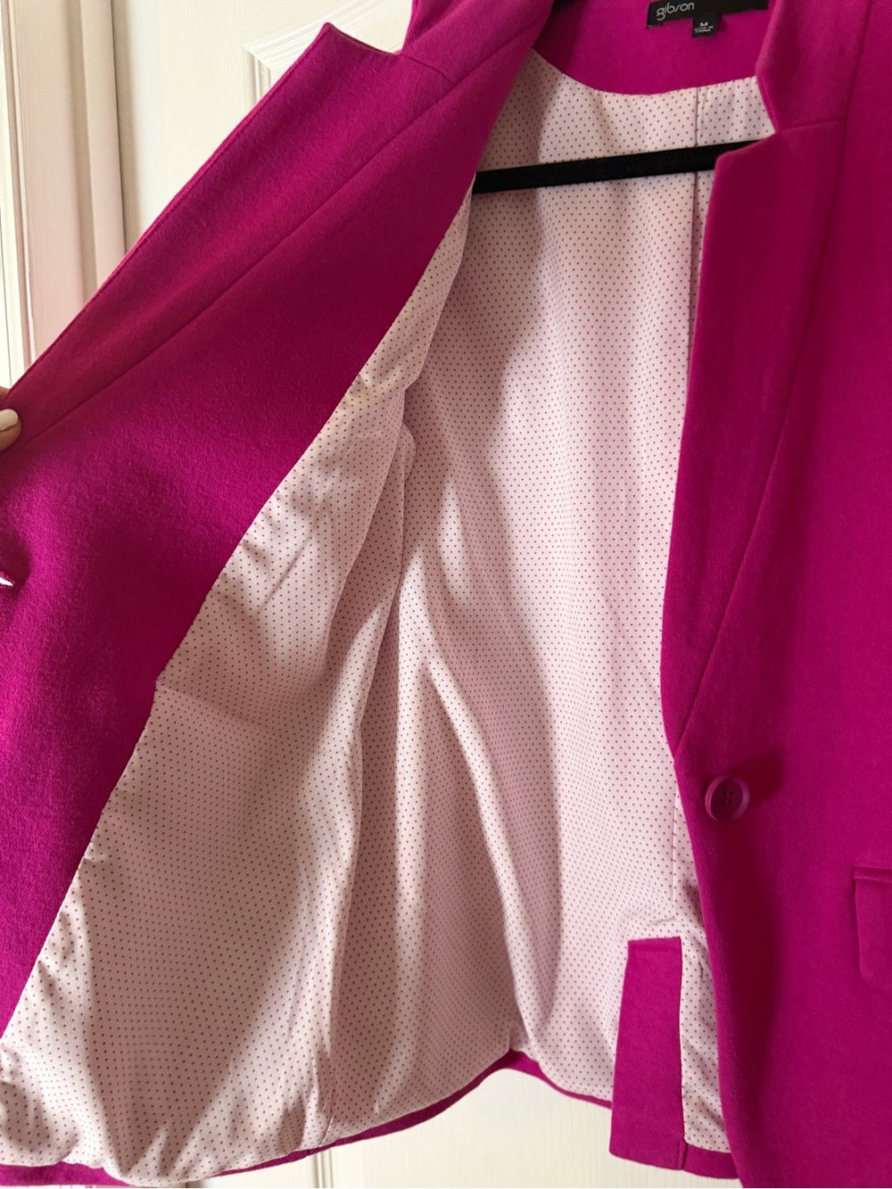 Gibson Women’s Hot Pink Open-Front Collarless Blazer - Picture 3 of 6